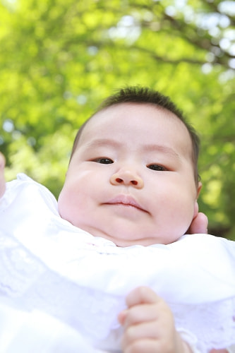 お宮参り写真 撮影場所 西東京市 田無神社 赤ちゃん、かわいい写真