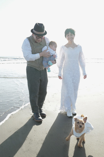 ブライダル(エンゲージメントフォト)写真 撮影場所 海(湘南) 鵠沼海岸、家族写真