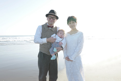 ブライダル(エンゲージメントフォト)写真 撮影場所 海(湘南) 鵠沼海岸、家族写真２