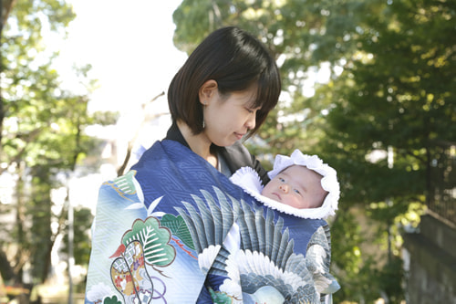 お宮参り写真 撮影場所 横浜 伊勢山皇大神宮 お宮参り着物レンタル３