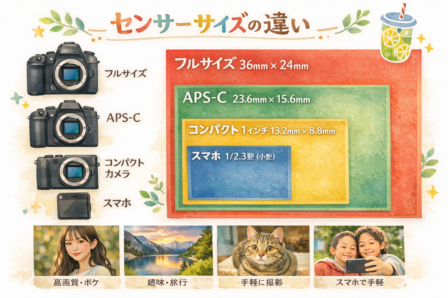 カメラセンサーの違いを解説｜センサーサイズの種類と違い