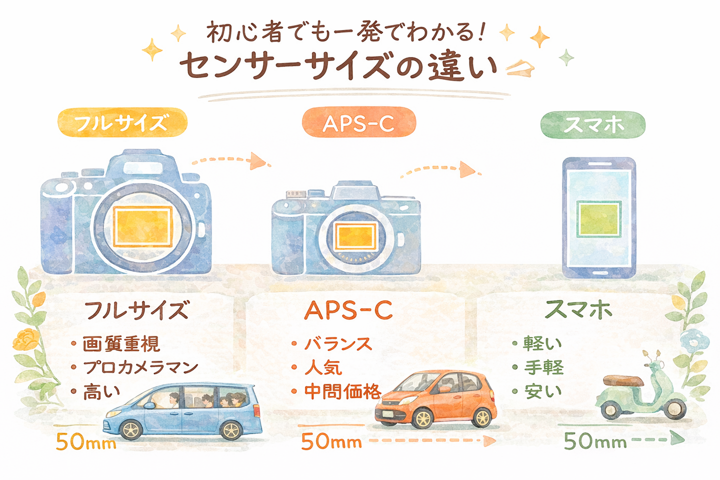 カメラセンサーの違いを解説｜センサーサイズによるカメラの使い分け