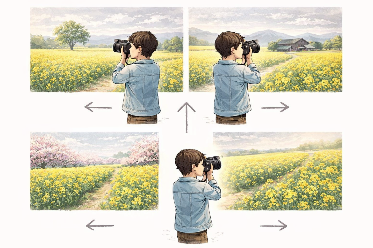 先に背景を決め、人物をはめ込む｜菜の花ポートレート｜菜の花の撮り方｜初心者でも映えるコツとおすすめ構図