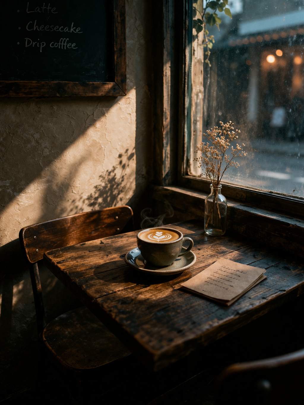 カフェで窓際の光を使った写真