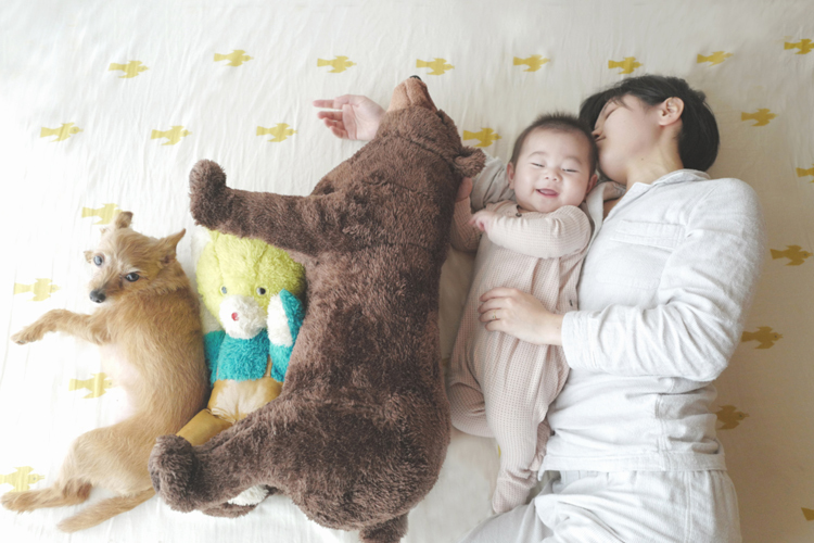 お宮参り、七五三の家族で記念撮影